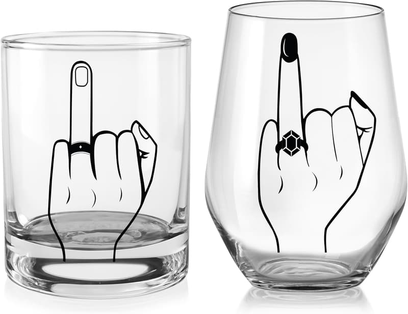 Verlobungsgeschenk: Whisky- und Weinglas-Set für Paare (450 ml & 550 ml)
