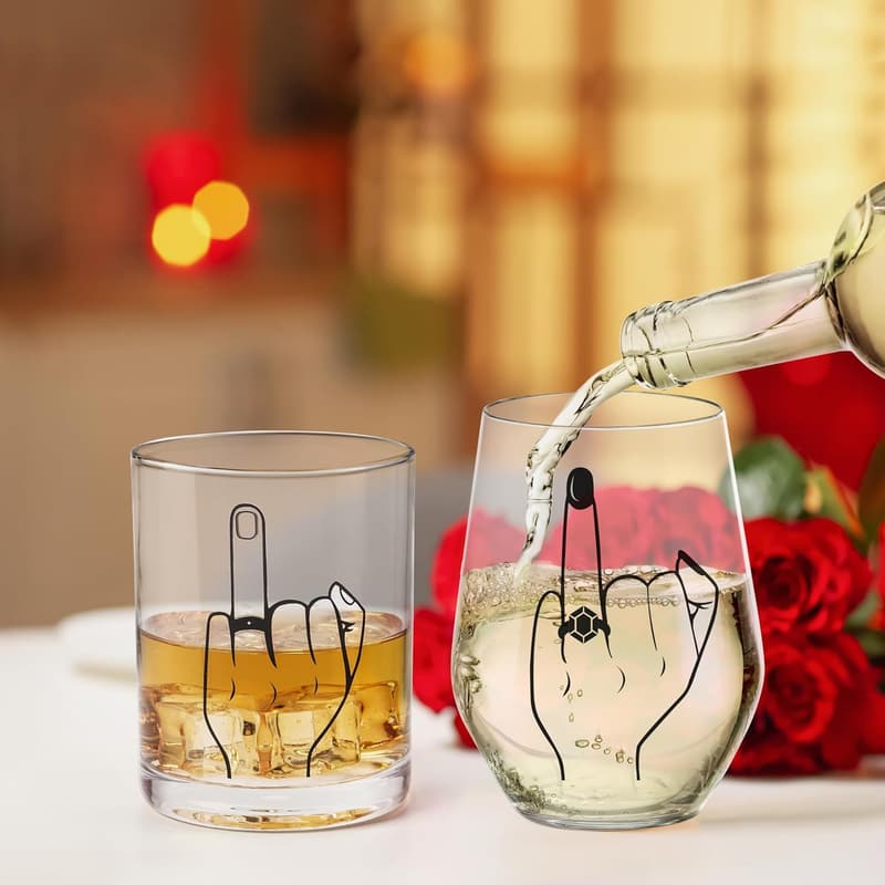 Verlobungsgeschenk: Whisky- und Weinglas-Set für Paare (450 ml & 550 ml)