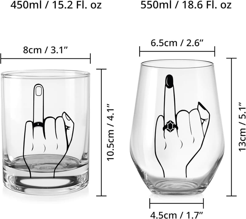 Verlobungsgeschenk: Whisky- und Weinglas-Set für Paare (450 ml & 550 ml)