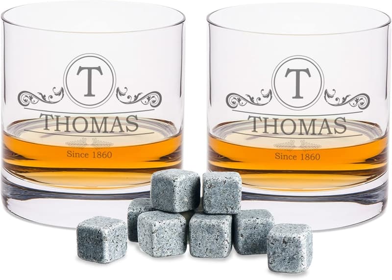 Personalisierte Whiskygläser & Karaffe Set mit Namen - Vatertagsgeschenk
