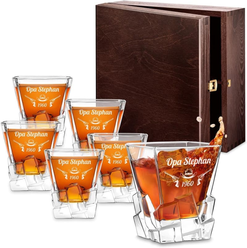 Personalisierte Whiskygläser aus Kristallglas - 6er Set für Männer