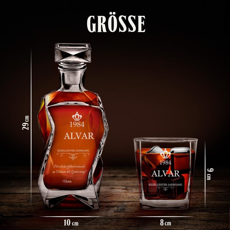 Whiskey Dekanter Set mit Gravur - 700ml - Weihnachtsgeschenk für Männer