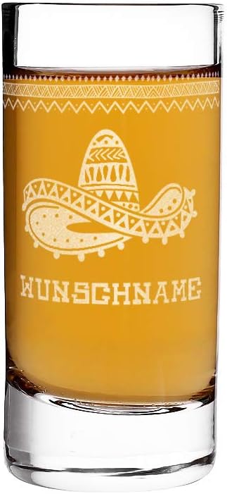 Personalisierbares Tequila Shot Glas mit mexikanischem Motiv