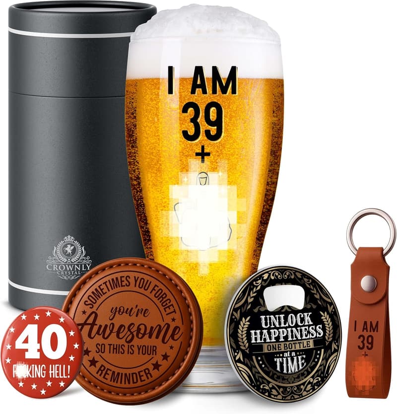 Personalisiertes Bierglas mit Gravur zum 40. Geburtstag für Männer