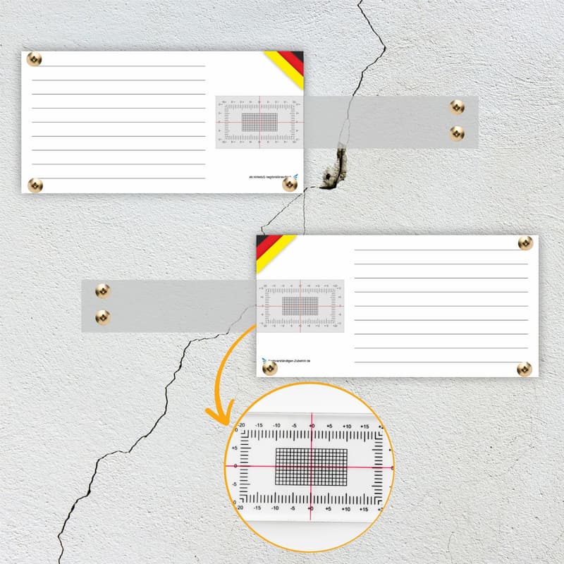 Rissmonitor 2er Set für Sachverständige – transparente Messlehre und Rissbreitenmesser