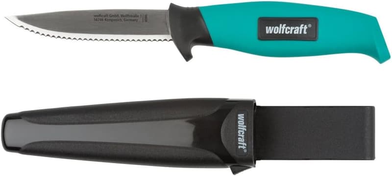wolfcraft Outdoormesser mit gezahnter Klinge für Camping und Handwerk