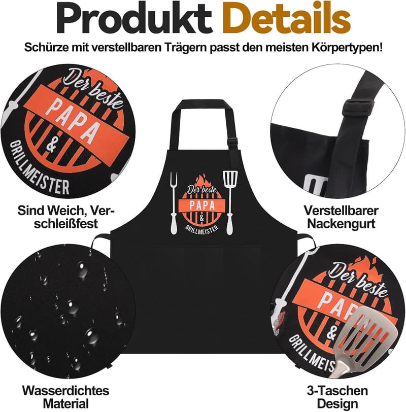 Vater-Geschenk: Grillschürze für Papa, ideal für Vatertag und Geburtstag