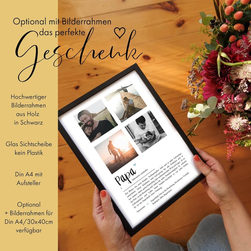 Personalisiertes Foto-Poster für Papa als Geburtstags- und Vatertagsgeschenk