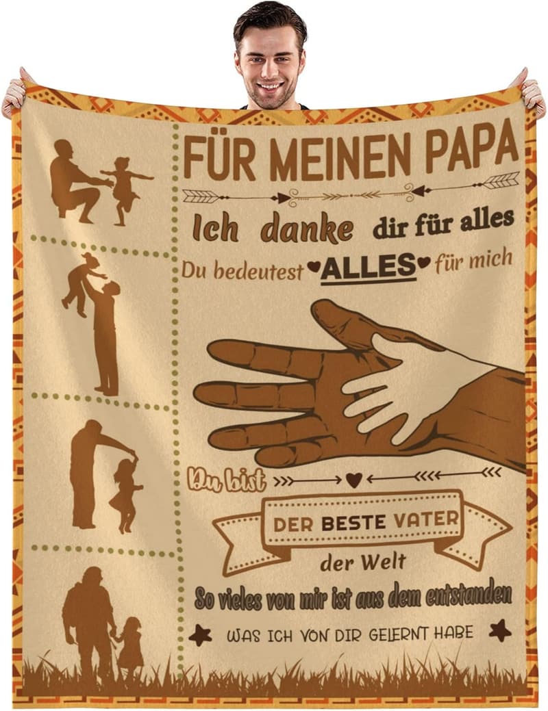 Kuscheldecke für den besten Papa – Geschenk zum Geburtstag, 130x150 cm