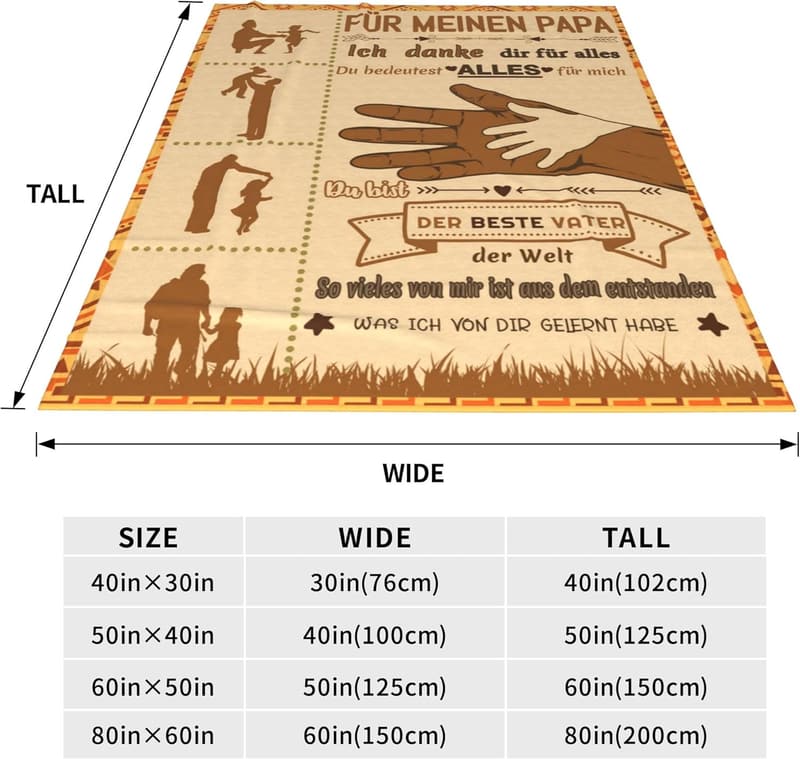 Kuscheldecke für den besten Papa – Geschenk zum Geburtstag, 130x150 cm