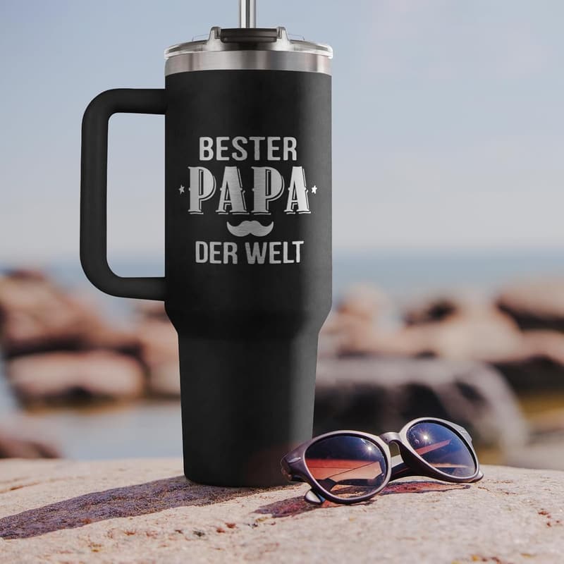 Thermobecher 1,18L mit Deckel für Papa – ideales Vatertagsgeschenk