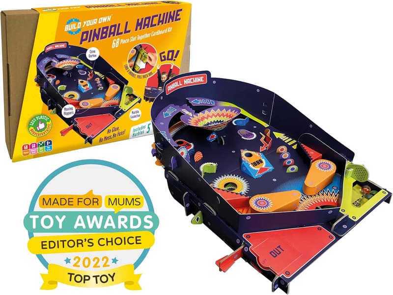 Retro Flippermaschine Bausatz aus Karton, 68 Teile, für Kinder ab 8 Jahren