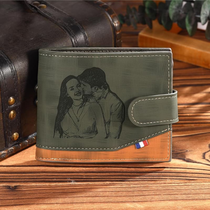 Personalisierte Faltbrieftasche aus PU-Leder mit Foto für Männer