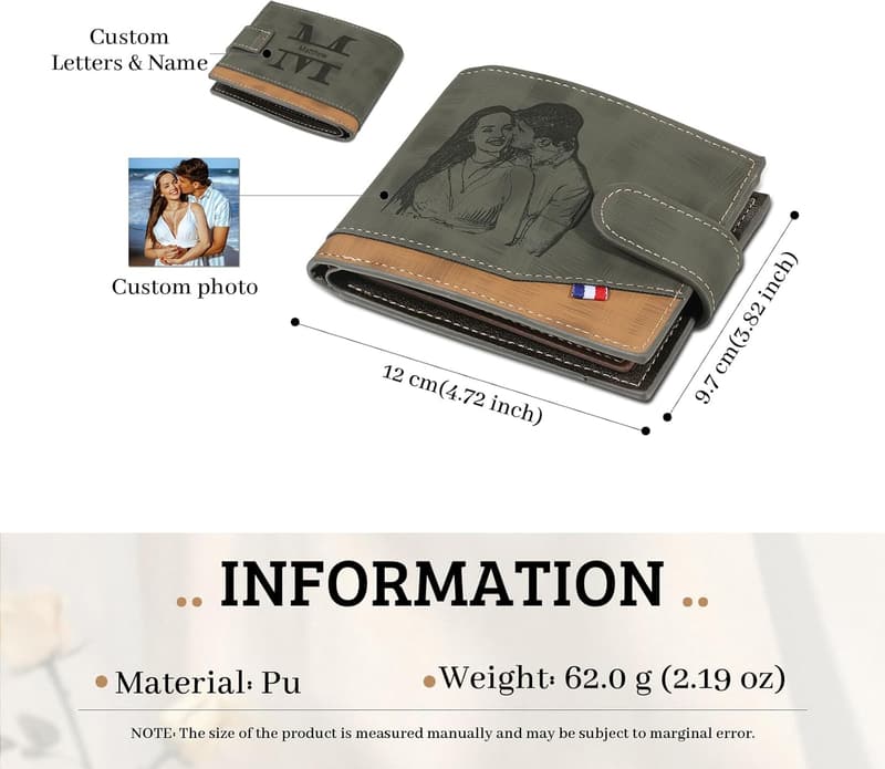 Personalisierte Faltbrieftasche aus PU-Leder mit Foto für Männer