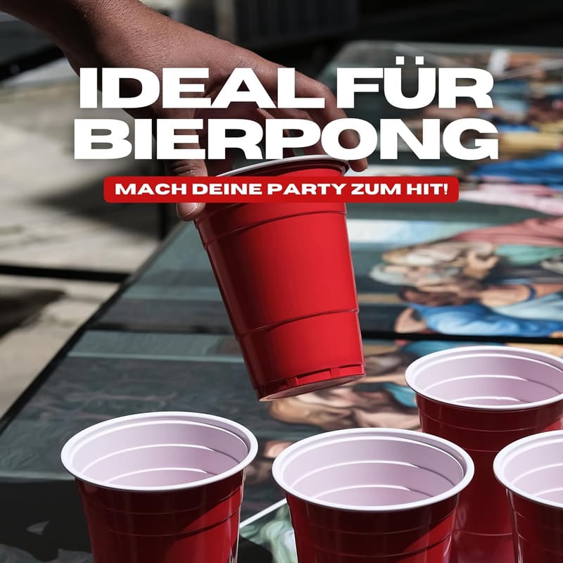 Bierpong Tisch | Klappbar, Wasserabweisend & Höhenverstellbar | Set mit Bechern & Bällen