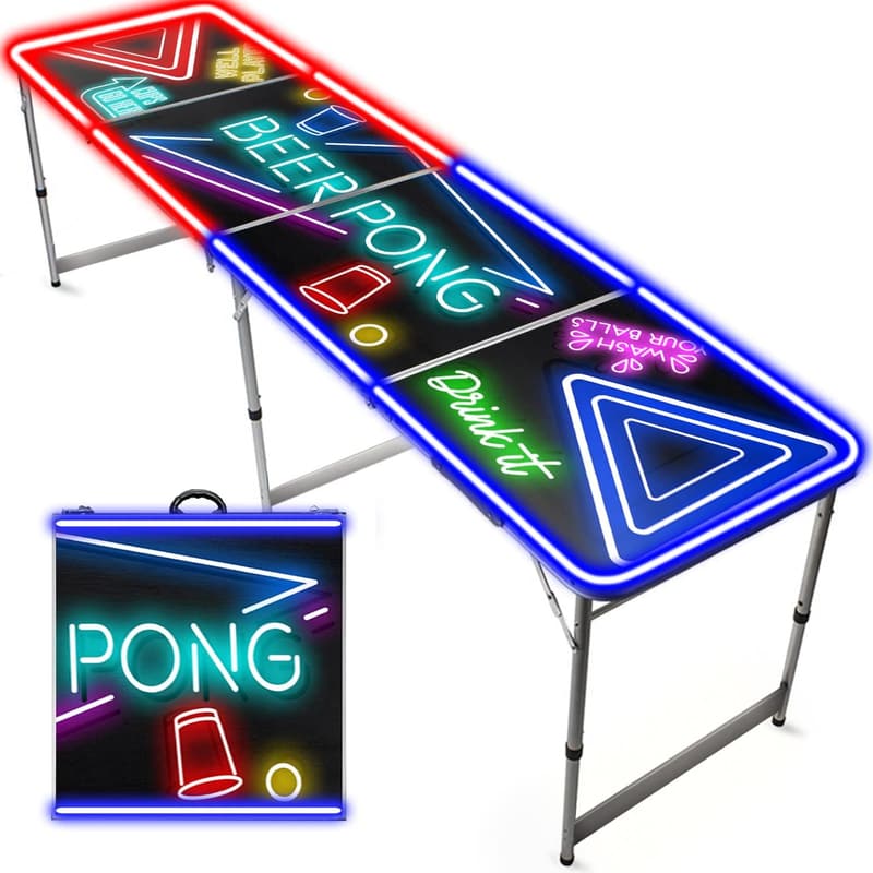 Beer Pong Tisch mit LEDs - Klappbar & transportabel, kratzfest, wasserdicht