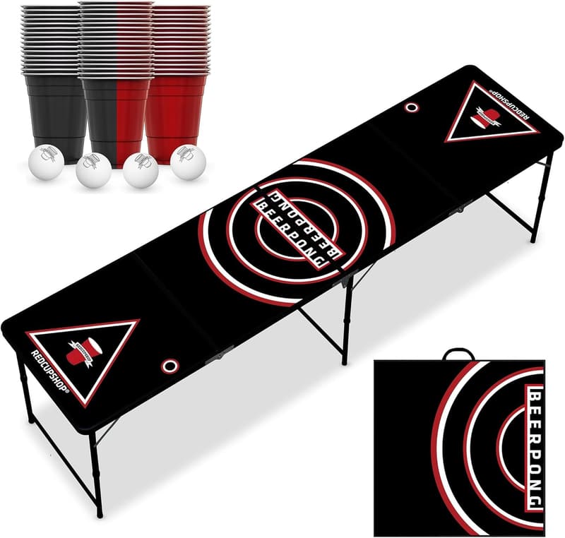 Kompaktes Bierpong Set mit 50 Bechern & 8 Bällen – Wasserabweisend & Klappbar