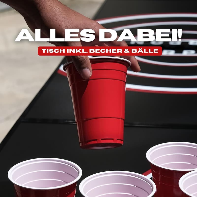 Kompaktes Bierpong Set mit 50 Bechern & 8 Bällen – Wasserabweisend & Klappbar