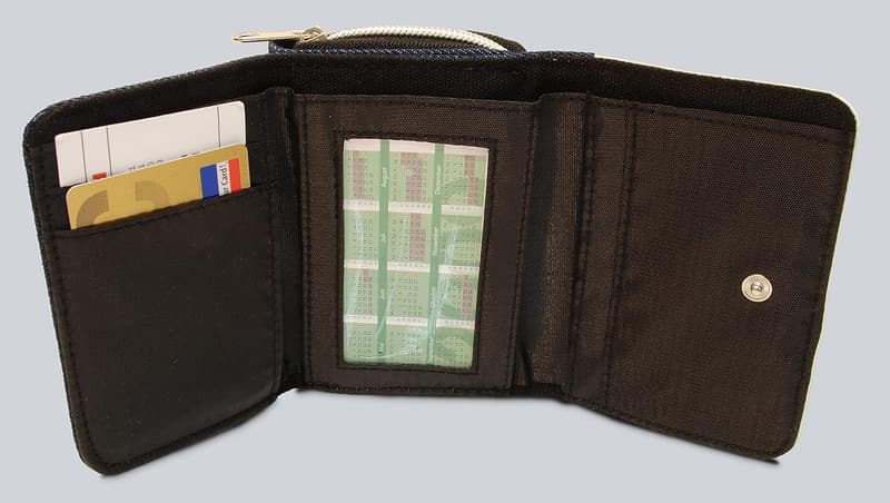 Personalisierte schwarze Geldbörse mit Foto und Text für Männer