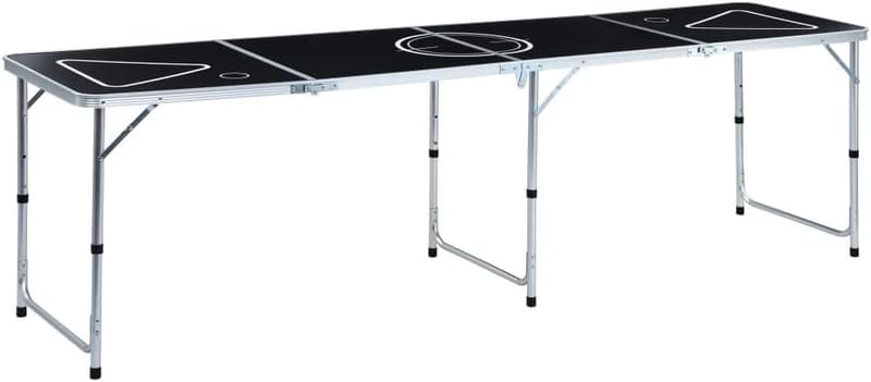 Klappbarer Bier-Pong-Tisch aus Aluminium und MDF, höhenverstellbar, 240 cm