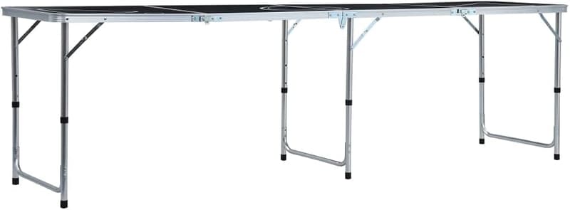 Klappbarer Bier-Pong-Tisch aus Aluminium und MDF, höhenverstellbar, 240 cm
