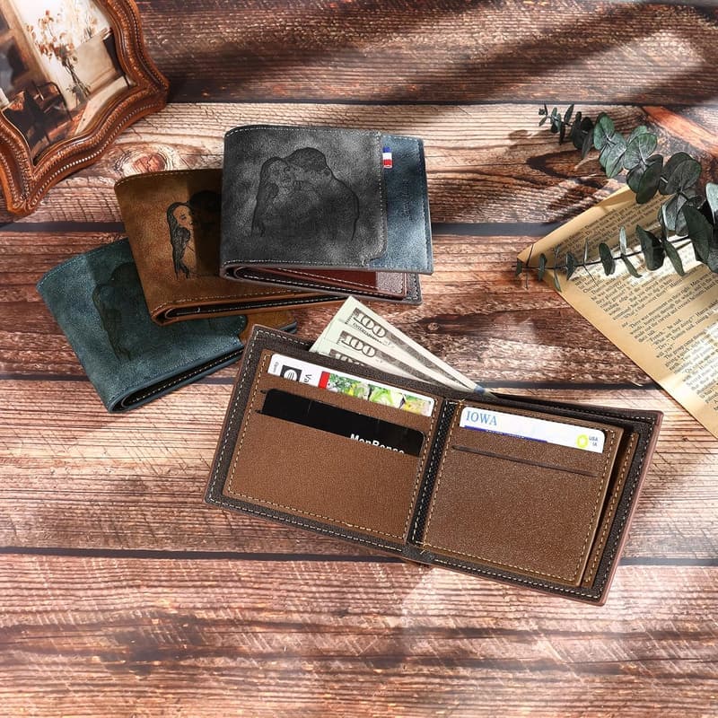 Personalisierte Geldbörse für Männer mit Foto und Gravur - ideales Geschenk zu Vatertag und Geburtstag