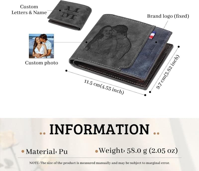 Personalisierte Geldbörse für Männer mit Foto und Gravur - ideales Geschenk zu Vatertag und Geburtstag