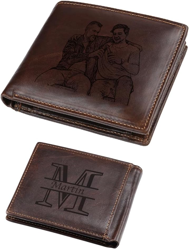Personalisierte Lederbrieftasche für Männer mit Initialen A-Z
