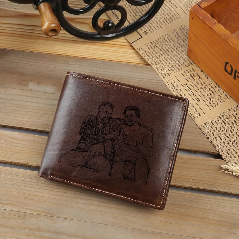 Personalisierte Lederbrieftasche für Männer mit Initialen A-Z