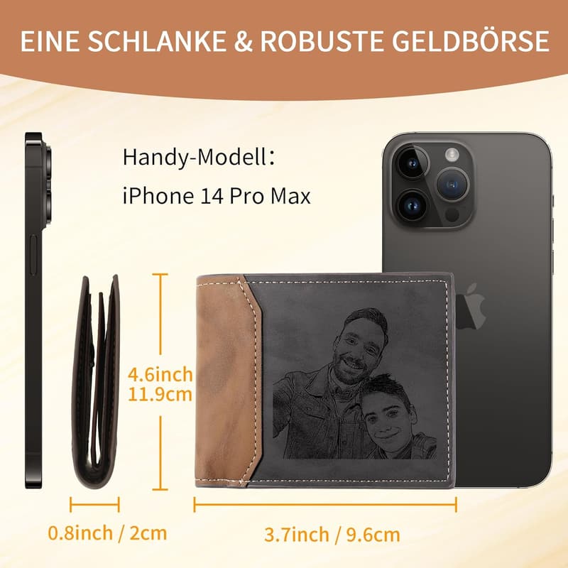 Personalisierte Leder-Geldbörse mit Gravur für Männer zum Vatertag