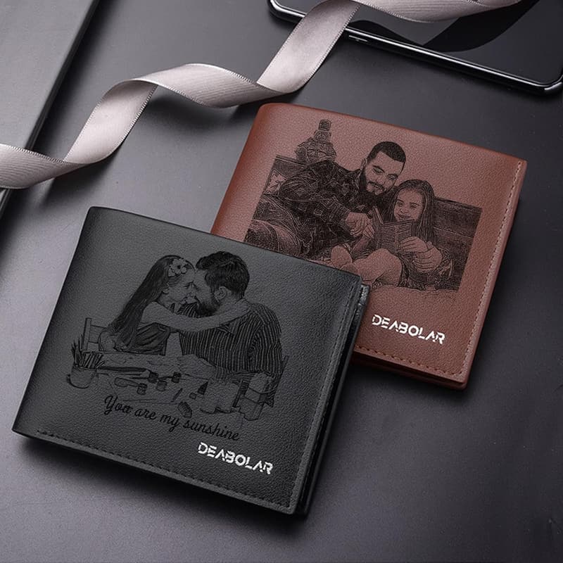 Personalisierte Foto-Leder-Geldbörse für Männer, Ehemann, Vater