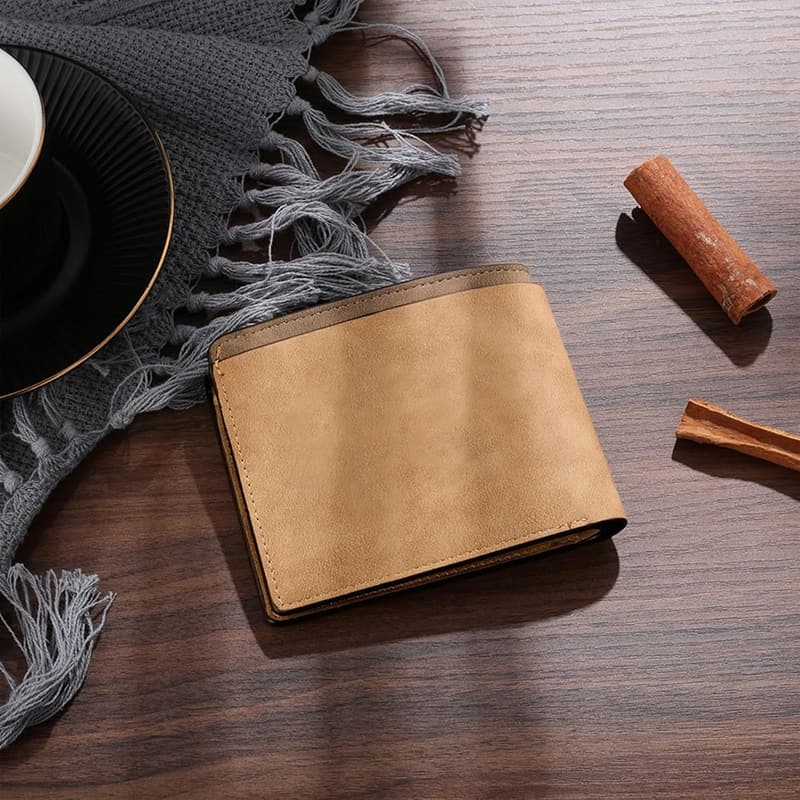 Personalisierte braune PU-Leder-Brieftasche für Väter mit Namen