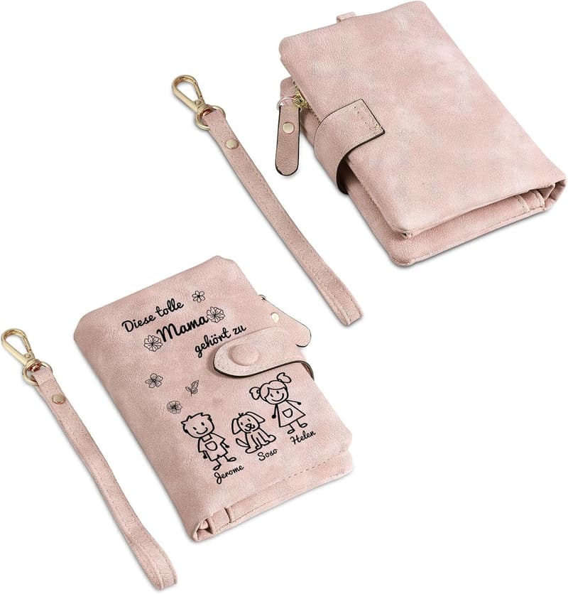 Personalisierte Leder-Geldbörse für Frauen - Geschenk für Mama, Oma