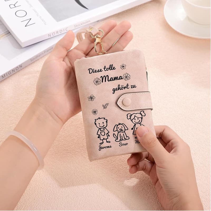 Personalisierte Leder-Geldbörse für Frauen - Geschenk für Mama, Oma