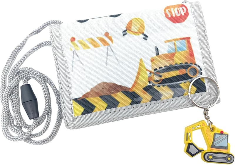 Baustellen-Brustbeutel für Jungen mit Schlüsselanhänger – Geschenkidee