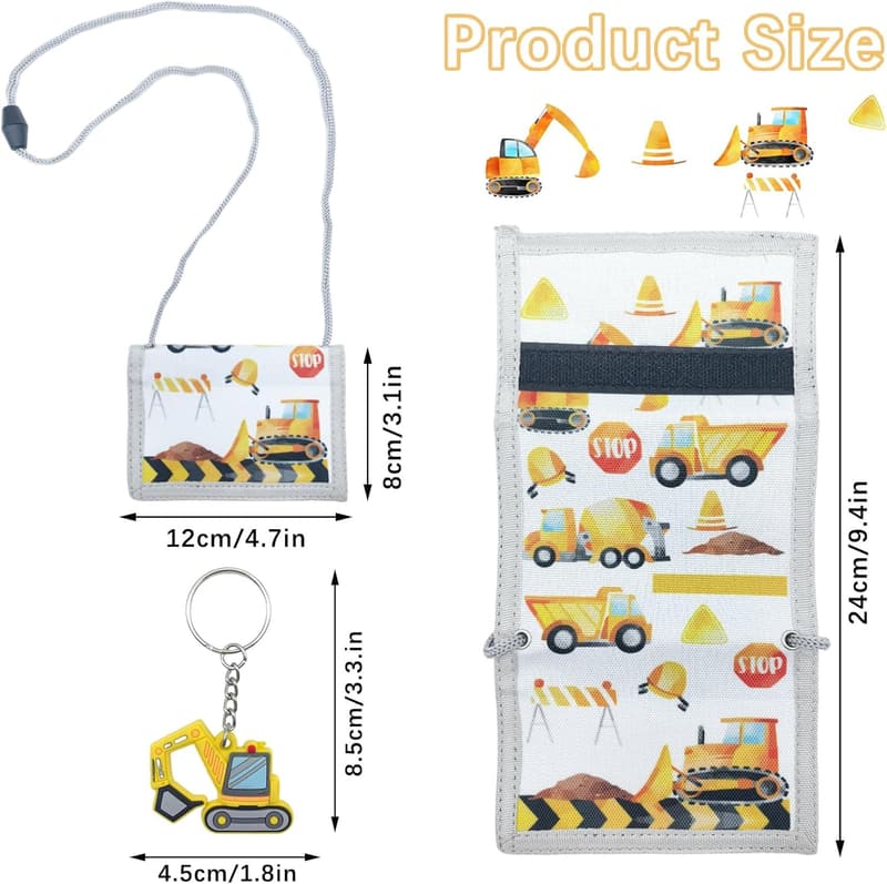 Baustellen-Brustbeutel für Jungen mit Schlüsselanhänger – Geschenkidee