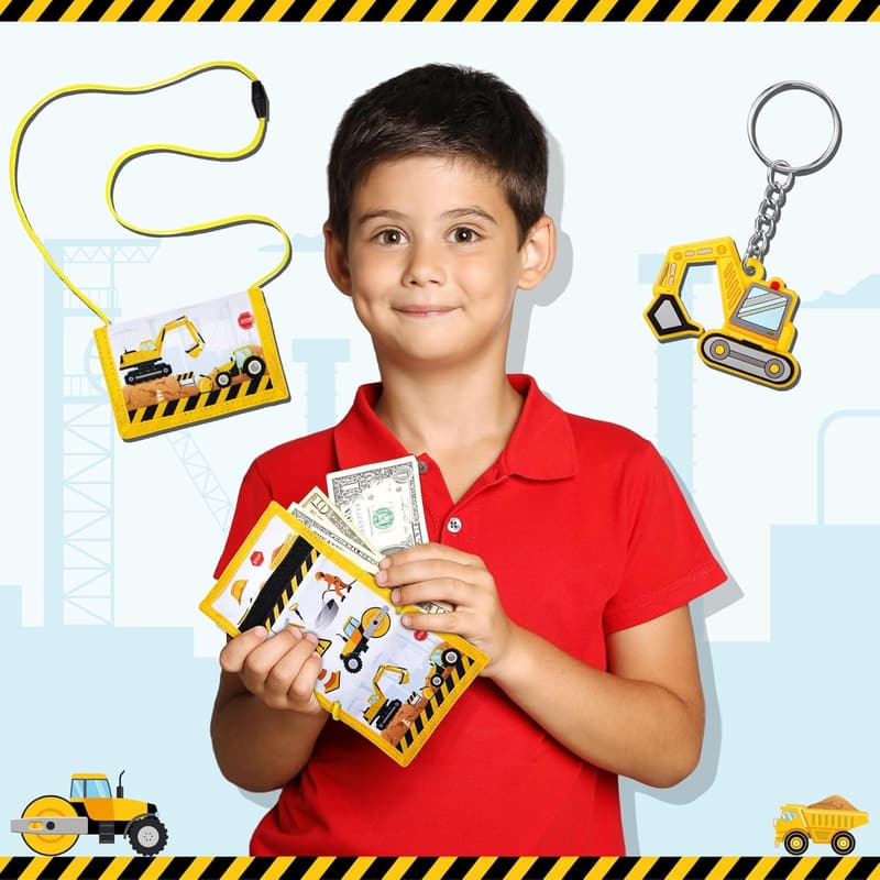 Kindergeldbörse - Dreifach gefaltet, mit Schlüsselanhänger, Baustelle-Design
