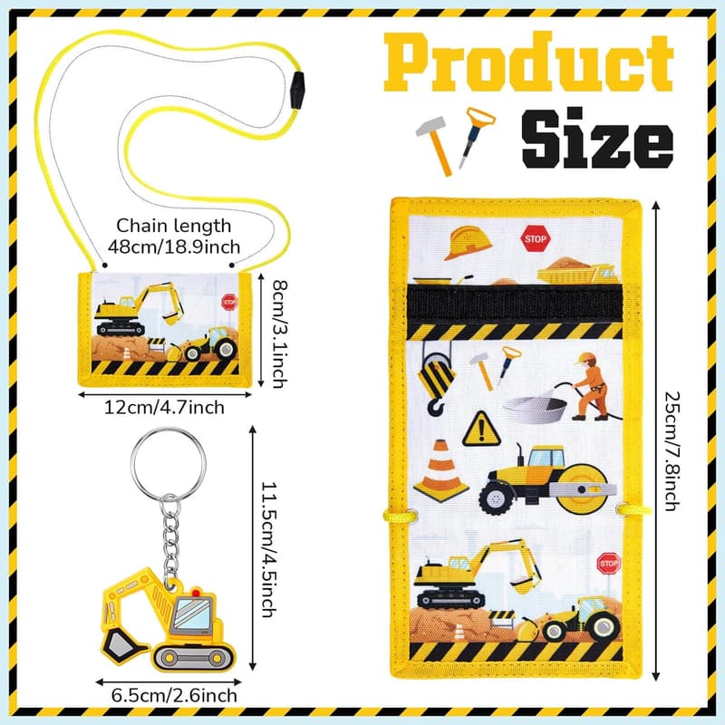 Kindergeldbörse - Dreifach gefaltet, mit Schlüsselanhänger, Baustelle-Design