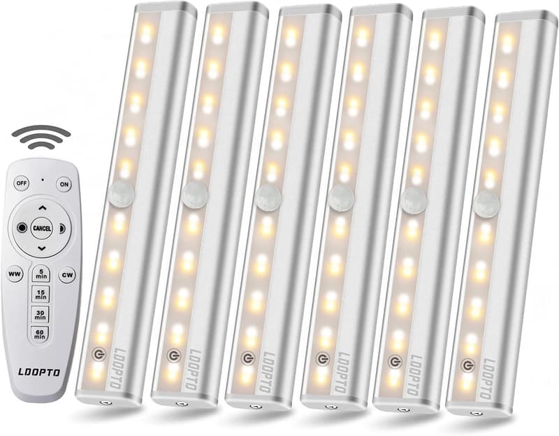 LED Schrankleuchten 6er Set mit Fernbedienung für Schlafzimmer und Küche