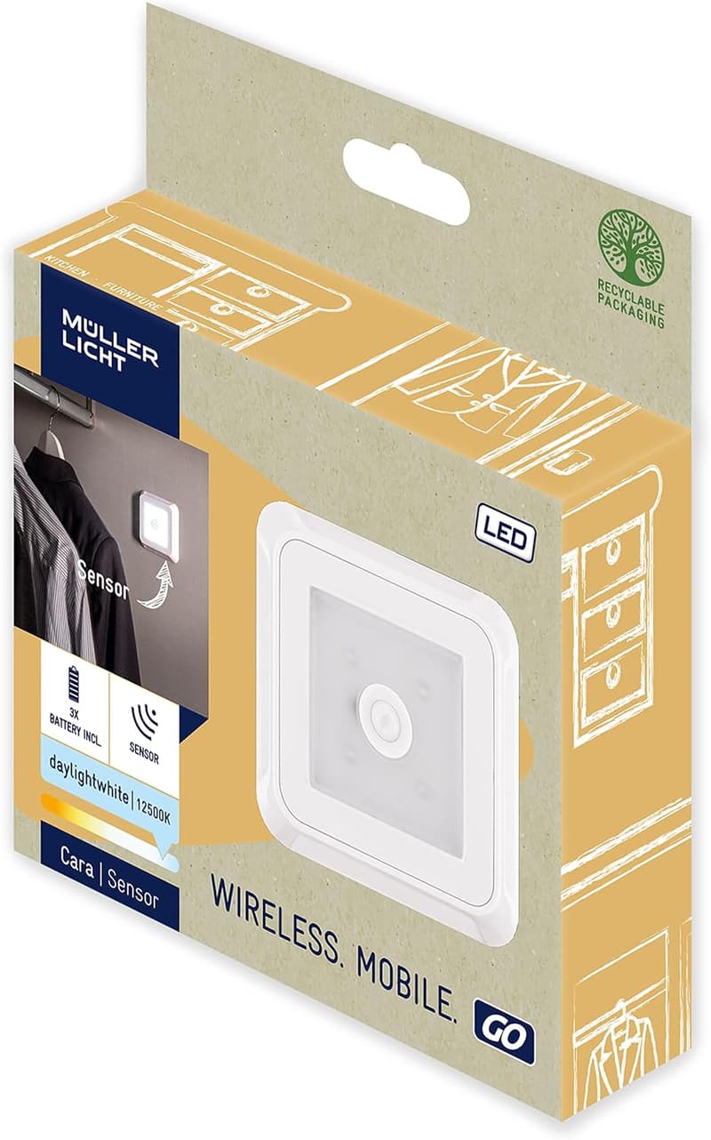 Batteriebetriebene LED Bewegungsmelder-Lampe mit Dimmfunktion, selbstklebend