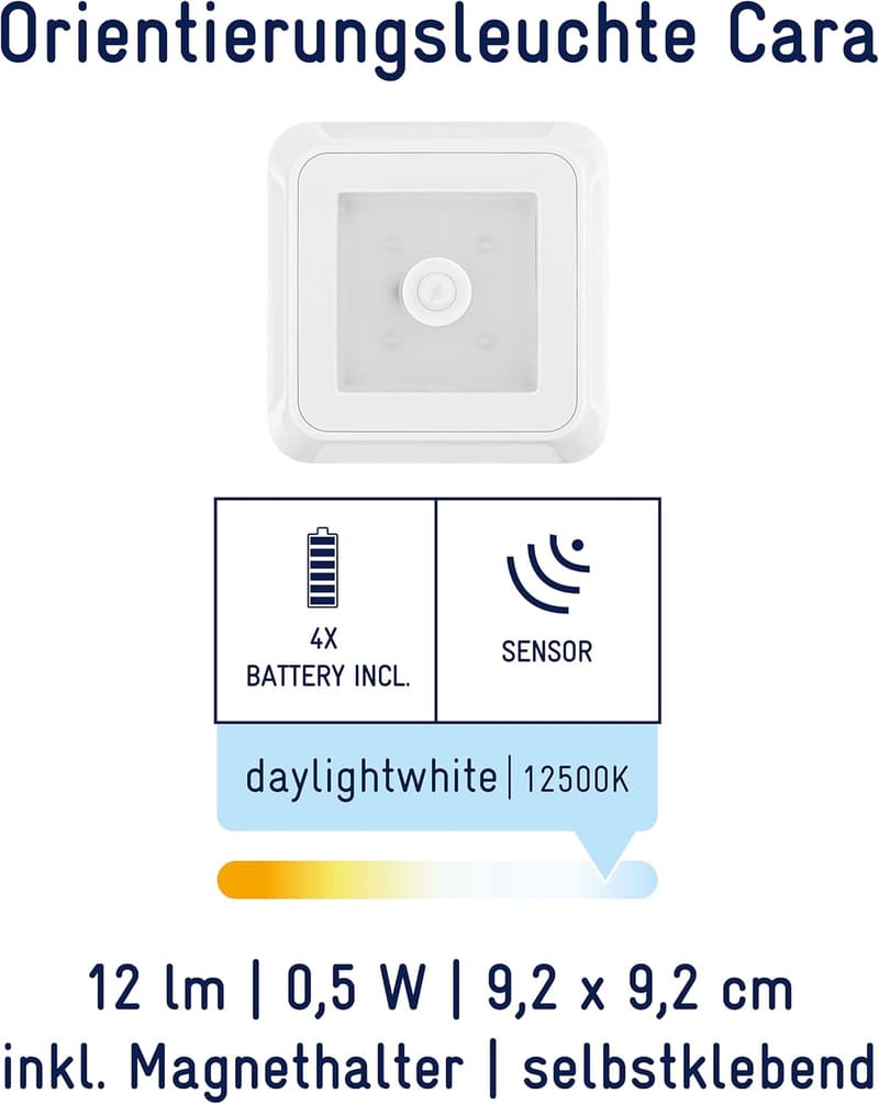 Batteriebetriebene LED Bewegungsmelder-Lampe mit Dimmfunktion, selbstklebend