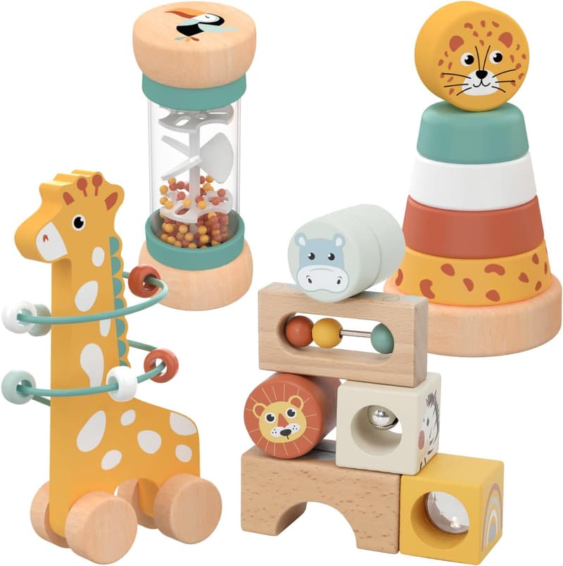 Montessori Holzspielzeug 4-in-1 Set für Babys ab 1 Jahr
