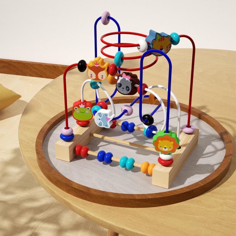 Buntes Perlenlabyrinth-Spielzeug im Holzdesign für frühkindliche Bildung