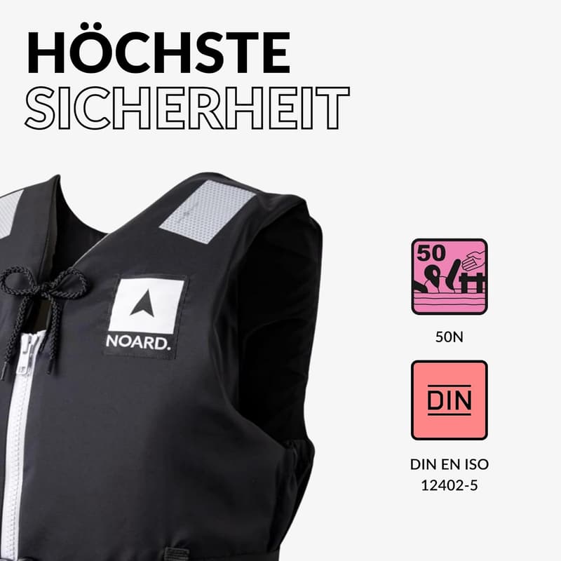 Schwimmweste Black Edition für 25-120 kg - EN ISO 12402-5 CE