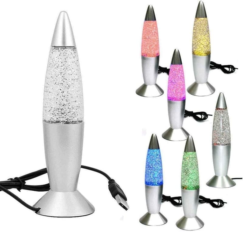 Vintage LED Glitter Lava Lampe 7,28'' – USB Nachtlicht für Kinder