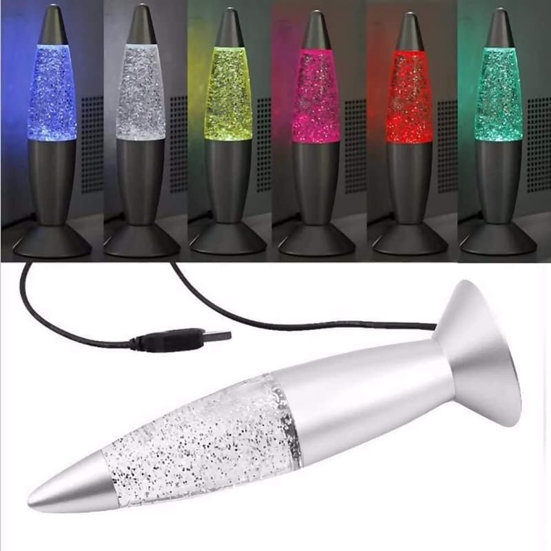 Vintage LED Glitter Lava Lampe 7,28'' – USB Nachtlicht für Kinder