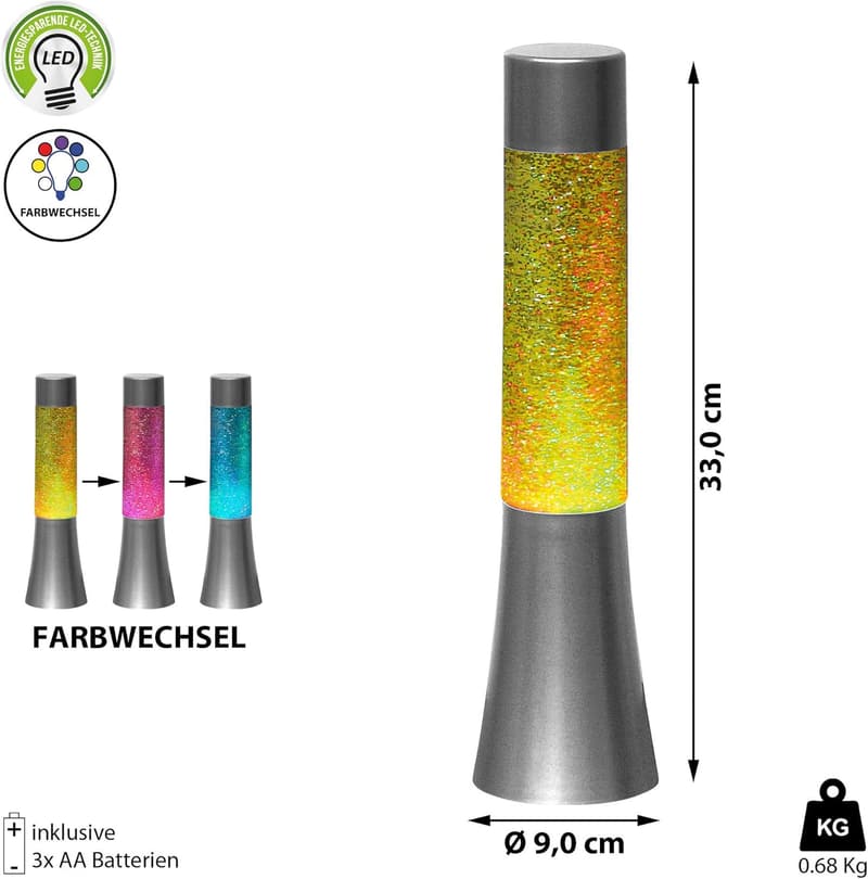Batteriebetriebene LED Lavalampe mit Farbwechsel für Partys
