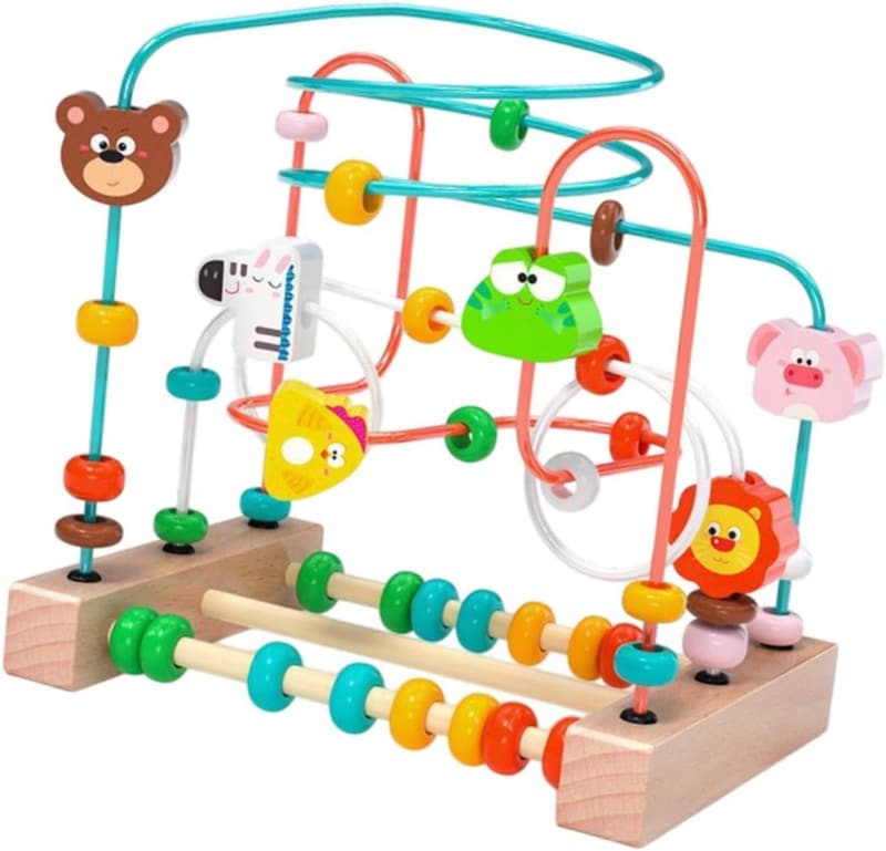 Holz-Achterbahn-Spielzeug für Kinder – Perlenlabyrinth mit Tieren