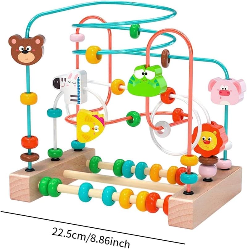 Holz-Achterbahn-Spielzeug für Kinder – Perlenlabyrinth mit Tieren