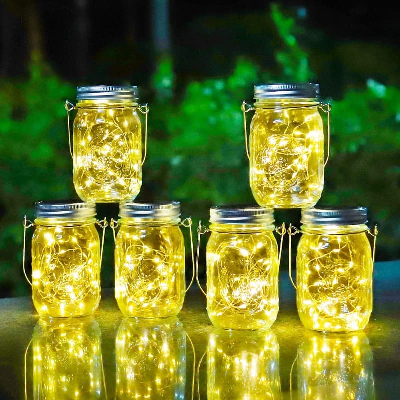 Solarlampen für Außen - 6er Set LED Einmachglas, wasserdicht, hängend